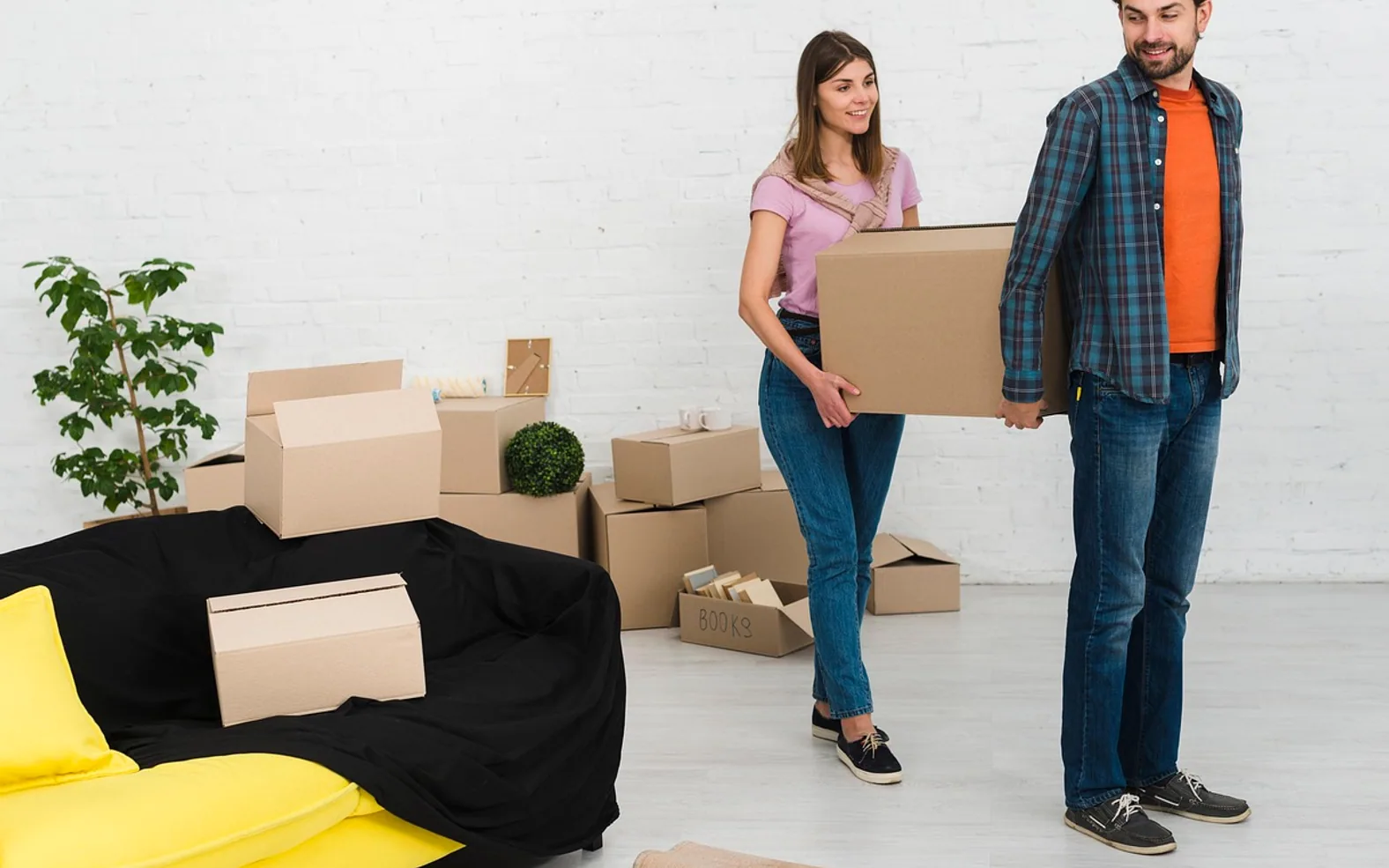 Moving, apartment and packing