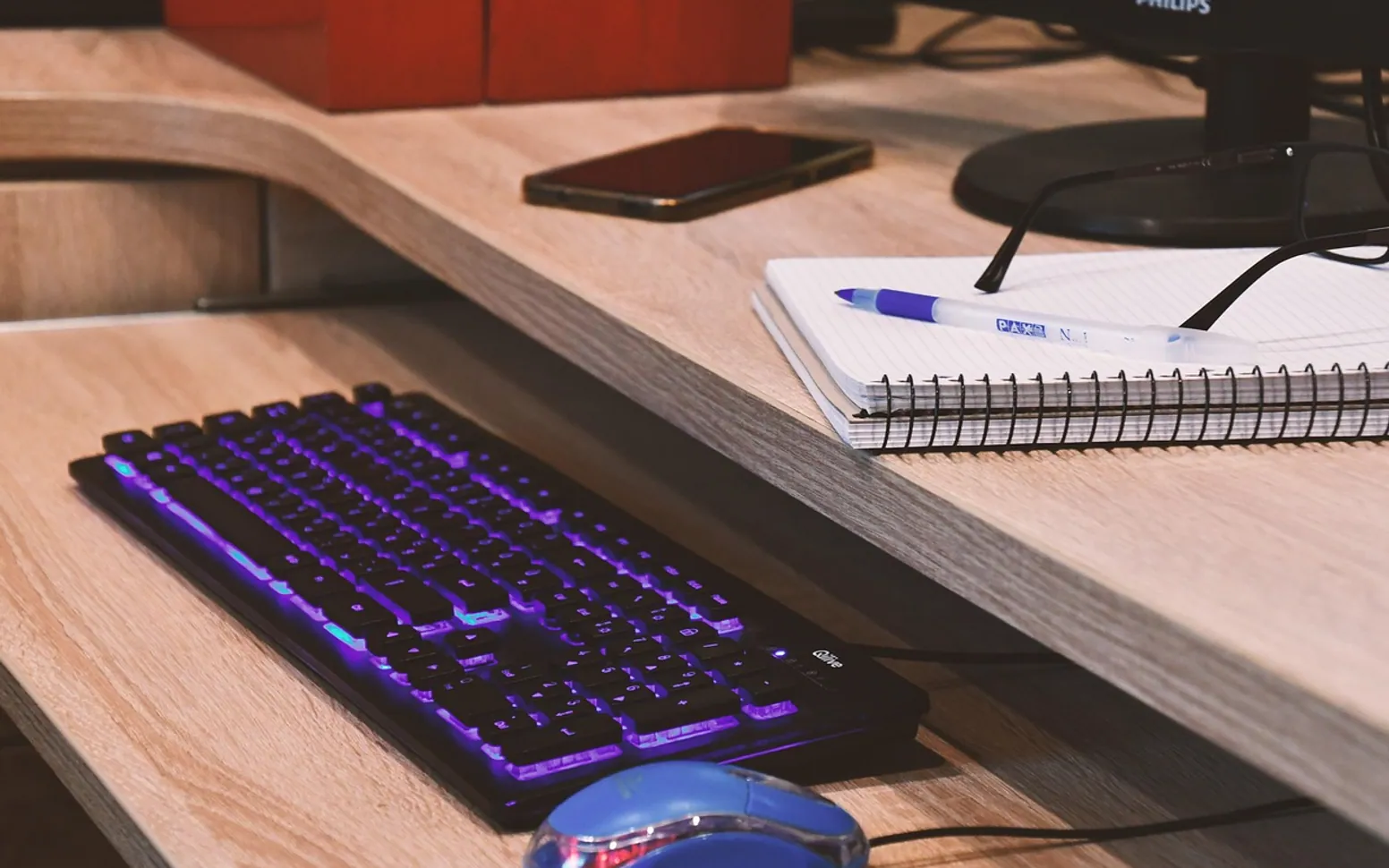 Work, glasses and keyboard